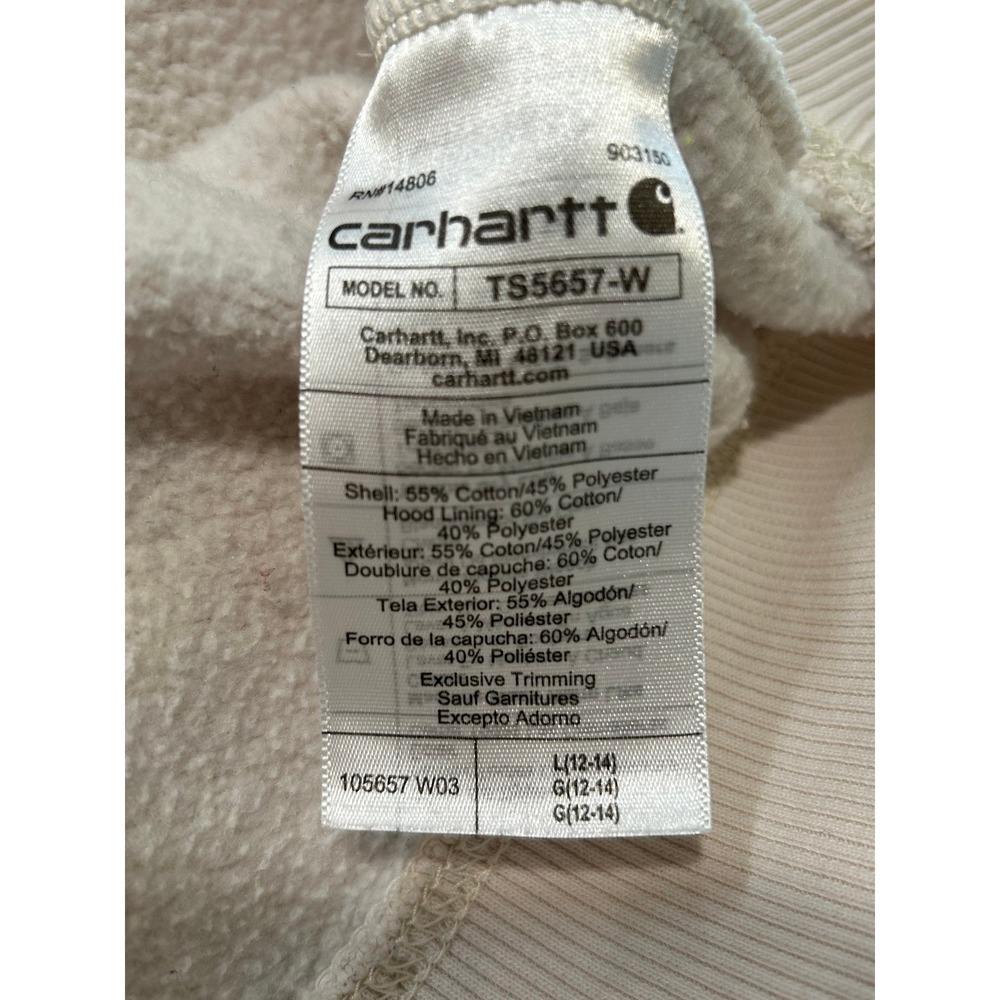 Carhartt Quarter Zip Pullover Womens Sweatshirt Cream Relaxed Fit Large Pocket - Picture 9 of 10